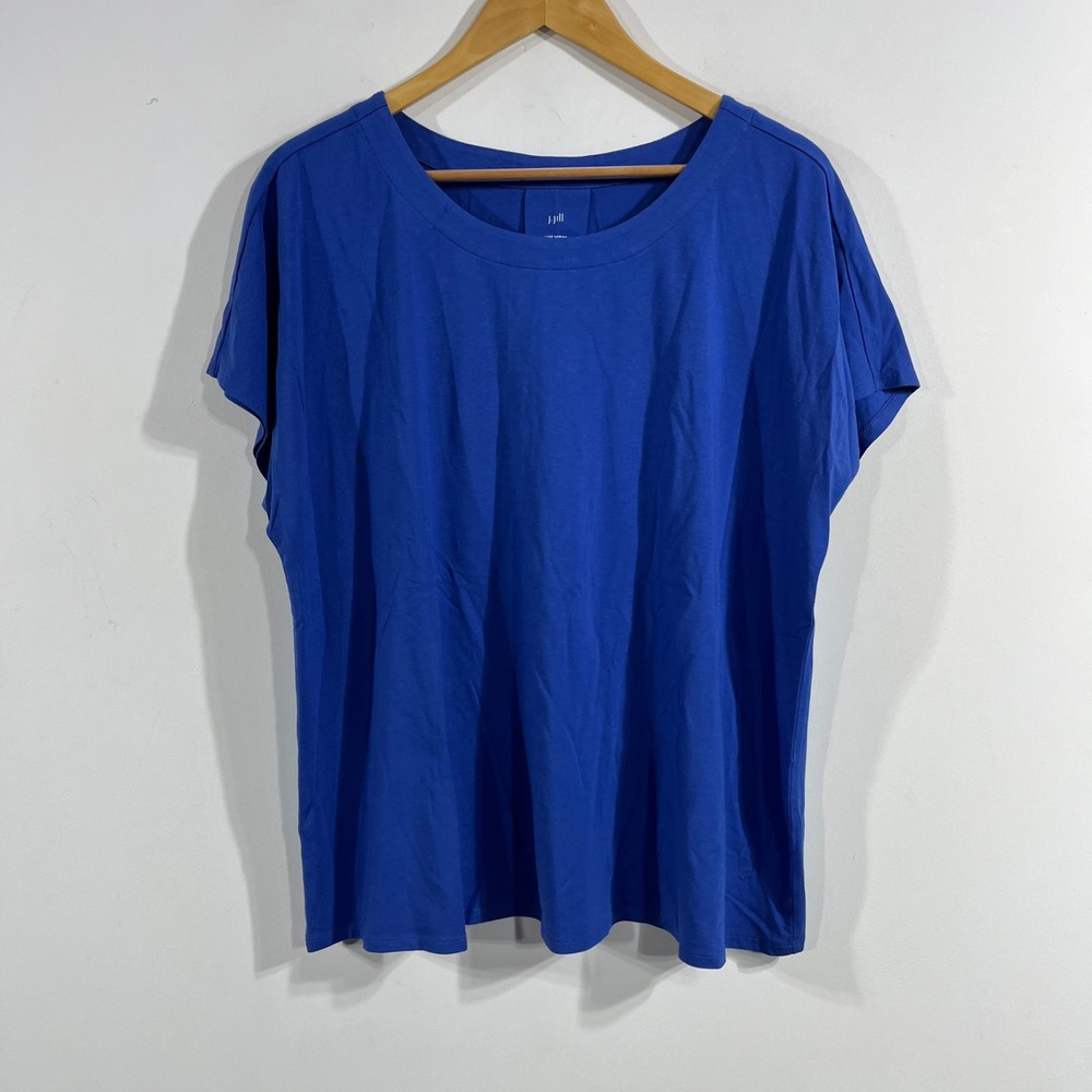 J. Jill Luxe Supima Scoop Neck Tee Royal Blue Short Sleeve Minimalist Womens XL
